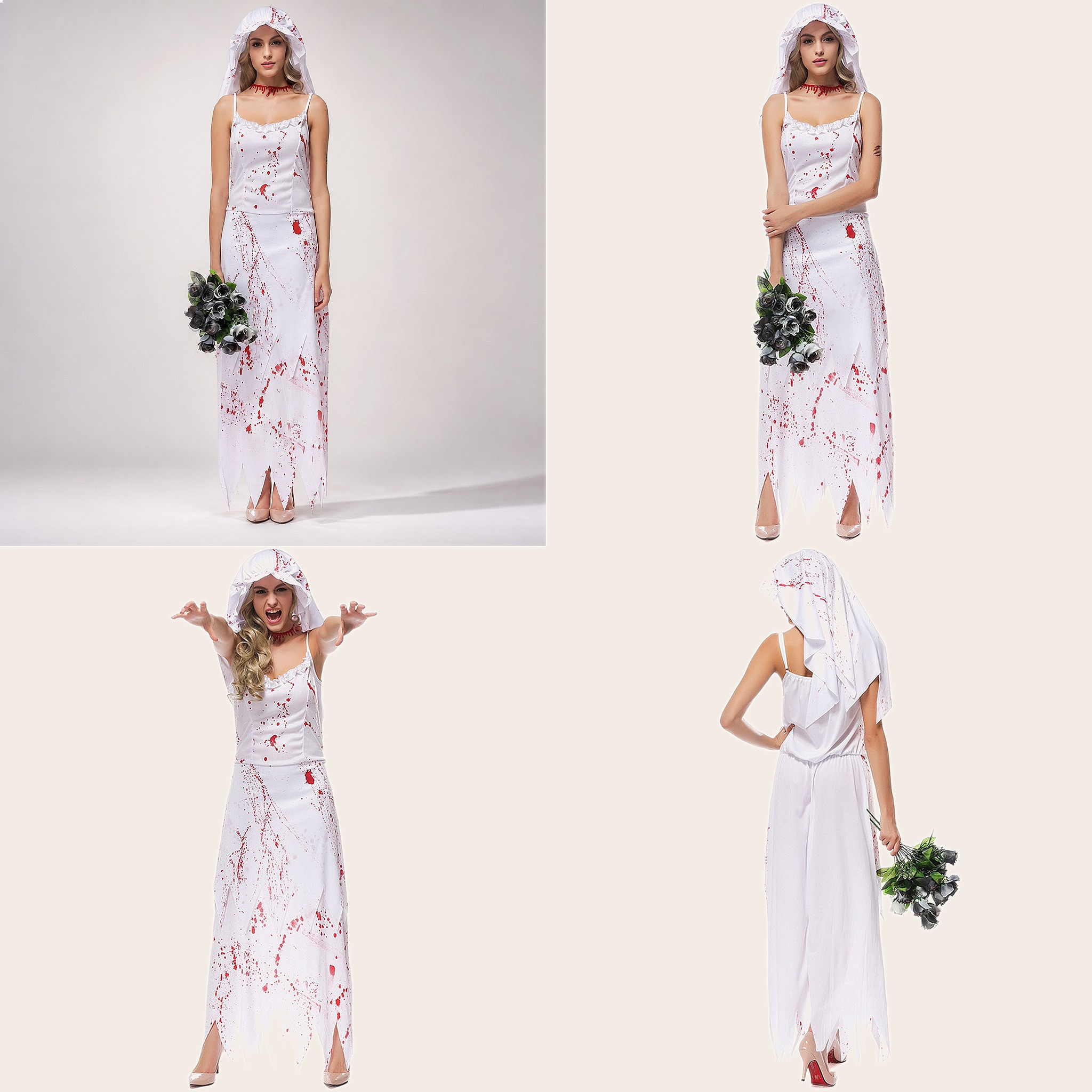 Photography Outfit - Costume d'Halloween pour femme, mariée zombie